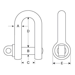 Small Dee Shackle Type-A With Screw Collar Pin diagram