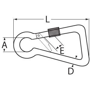 Carbine Hook with Safety Nut - Asymmetric Diagram