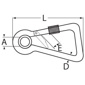 Carbine Hook with Safety Nut & Eyelet - Asymmetric