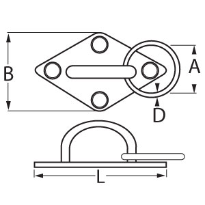 Stainless Steel Diamond Pad Eye with Ring - Diagram