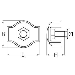 Stainless Steel Simplex Wire Rope Clip - Diagram
