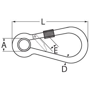 Carbine Hook with Safety Nut & Eyelet Diagram