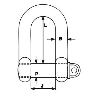 High Tensile Stainless Steel D Shackle - Type E - Diagram